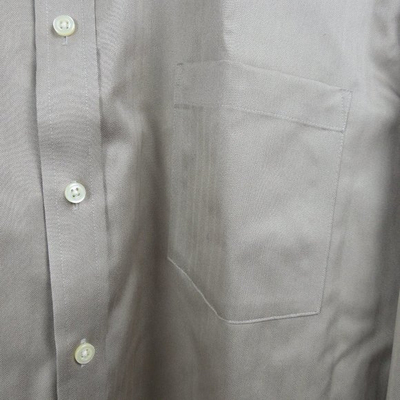 JOSEPH ABBOUD Men's No Iron Button Down Shirt 17 1/2  32/33 Tan Shadow Stripe - Picture 5 of 9